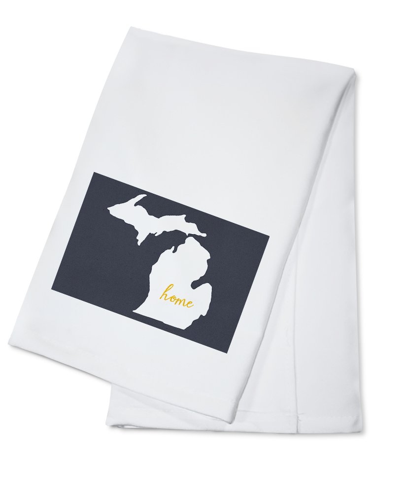 Michigan Home State White on Gray 100% Cotton Tea Towel - Decorative Hand Towel for Kitchen, Bathroom & Home Decor - Perfect for Gifts, Housewarming & State Pride