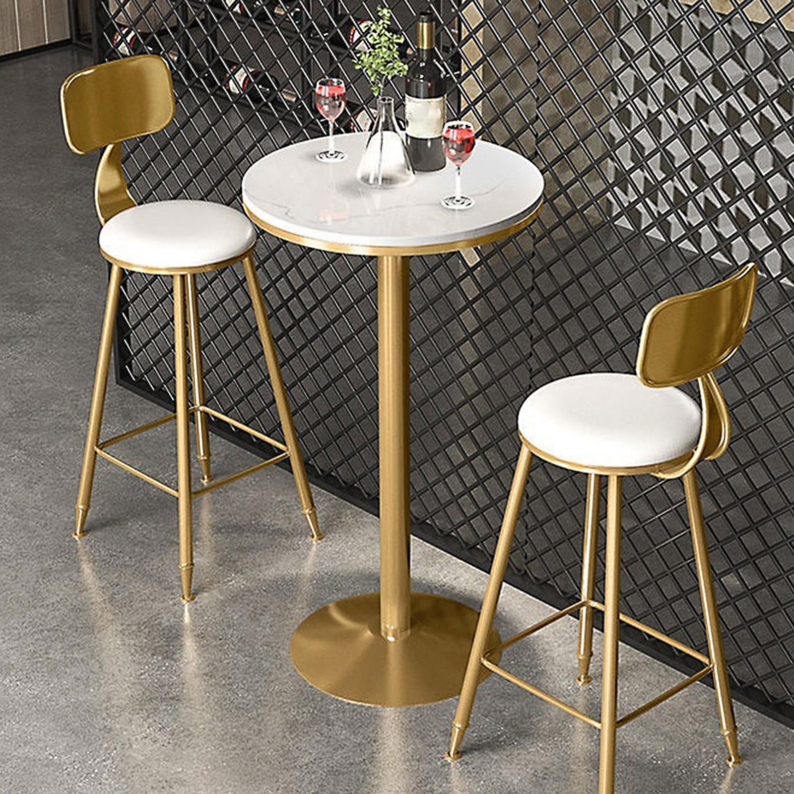 Gold Round Bar Table 22 Inch - Modern Marble High Top Pub Table with Non-Slip Stable Base - Perfect for Kitchen, Living Room, Dining Room & Bistro - Ideal for Parties, Cocktail Events & Home Decor (41 Inch Height)
