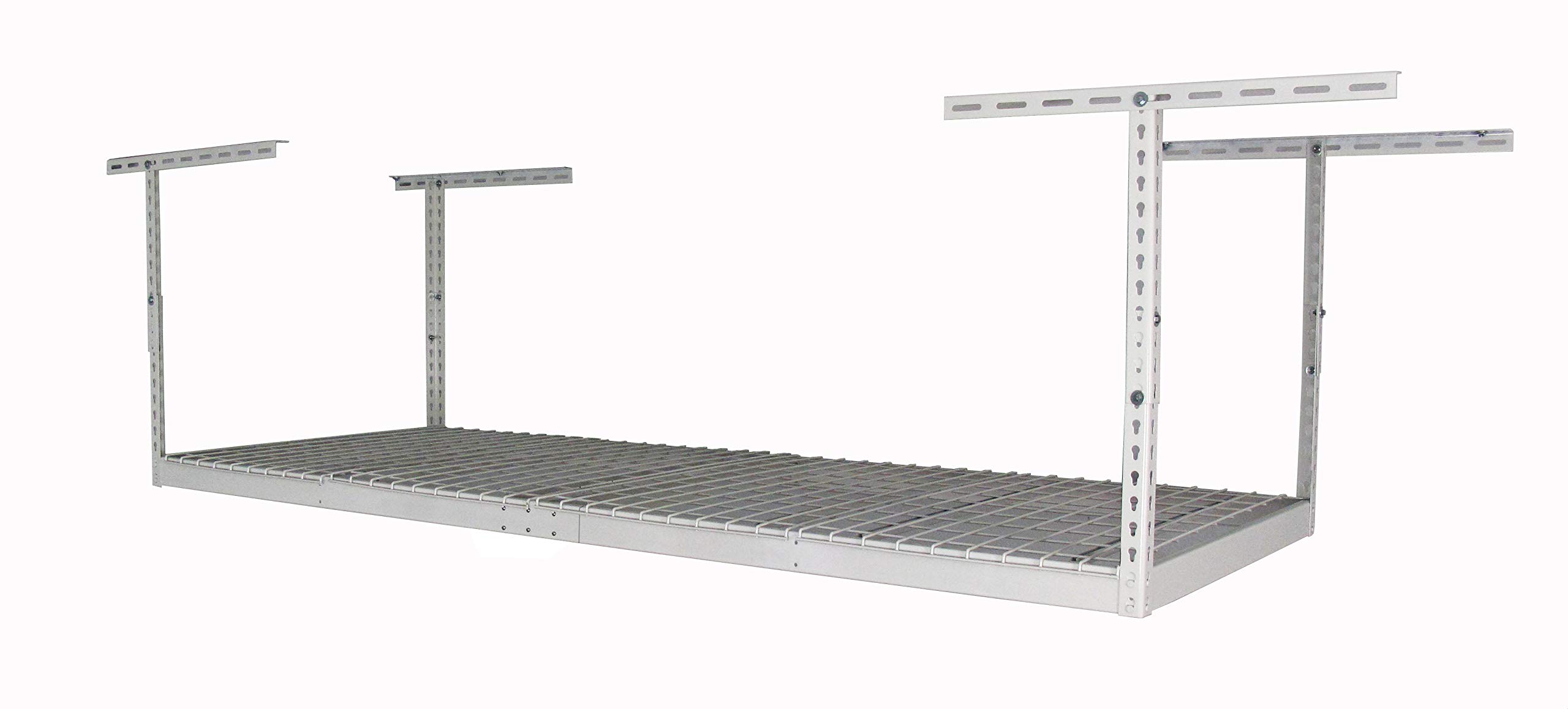 SafeRacks 3x8 Overhead Garage Storage Rack - Heavy Duty Adjustable Steel Ceiling Storage System - 500 lb Capacity (White, 24