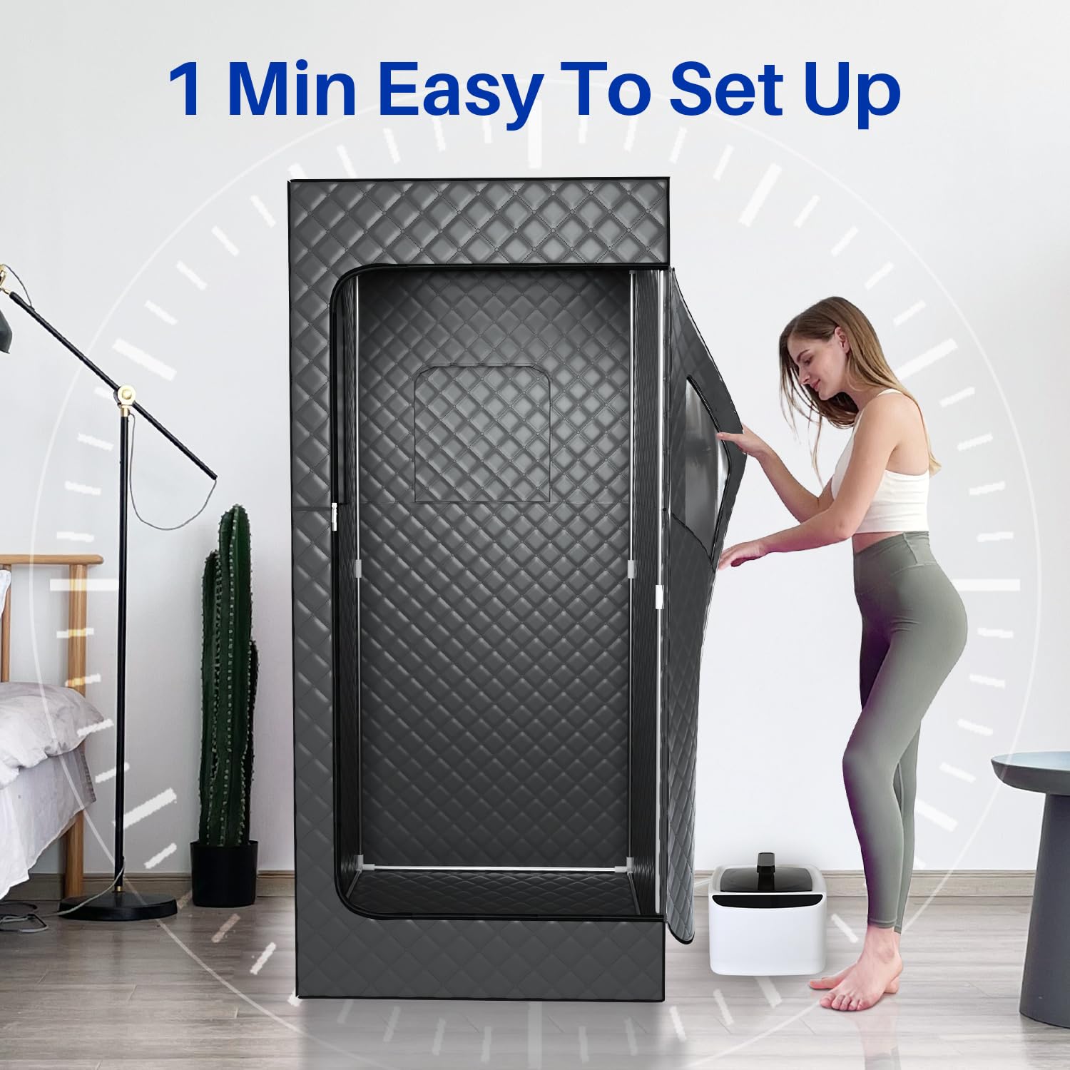 Portable Steam Sauna Box for Home - 2.6L 1000W Personal Sauna Tent with Remote Control, 9 Adjustable Steam Levels, Compact & Easy Storage - Perfect for Relaxation, Detox, and Muscle Pain Relief at Home or Gym