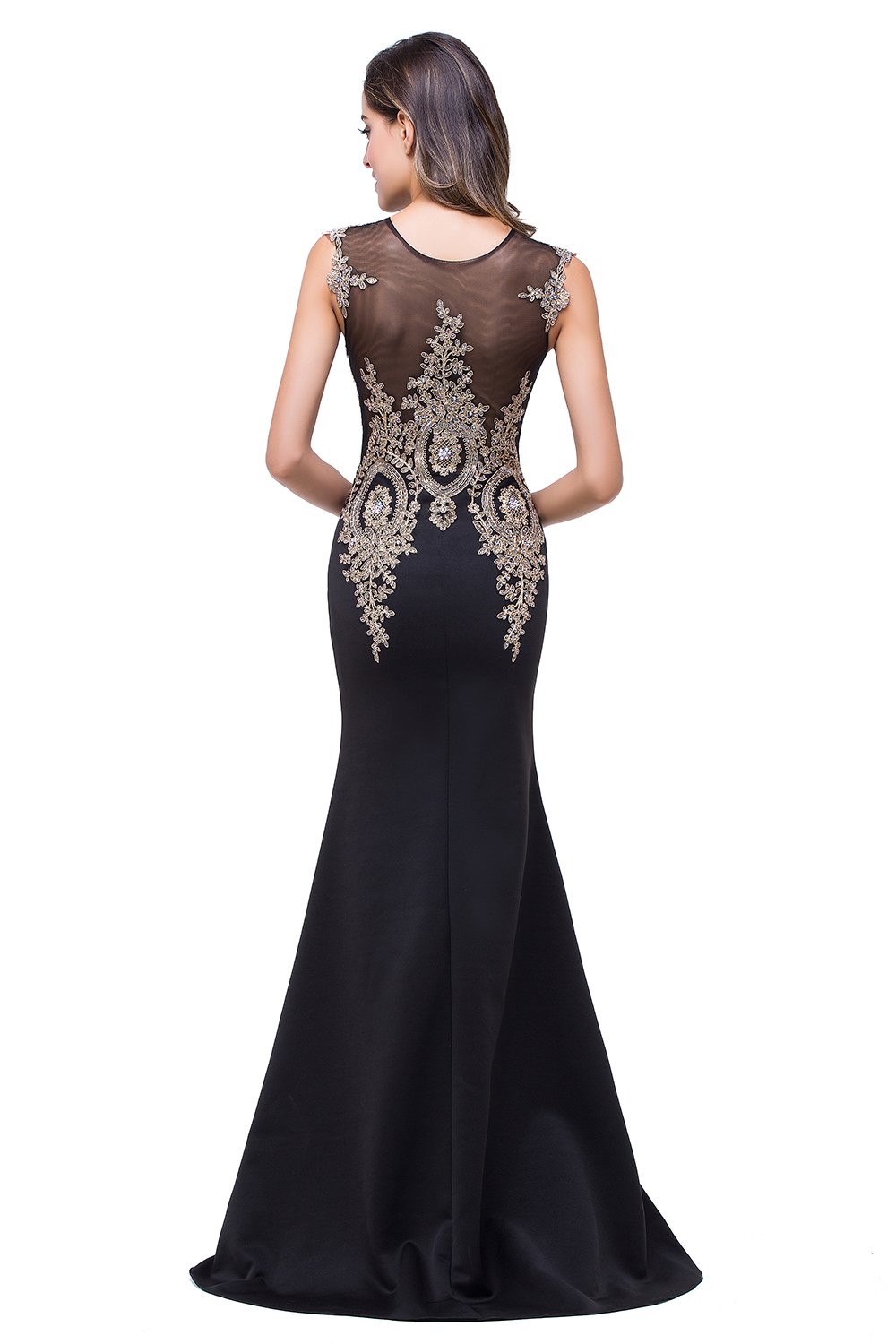Elegant Rhinestone Long Lace Mermaid Evening Gown for Women - Perfect for Prom, Formal Dresses, Wedding Guest & Black Tie Events