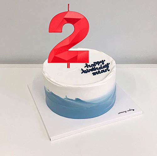 2.75 Inch Tall 3D Diamond Shaped Bright Red Number 1 Candle - Premium Birthday Cake Topper for Adults & Kids Parties, Family Baking Celebrations - Perfect for Birthday Cakes, Cupcakes, and Dessert Decorations