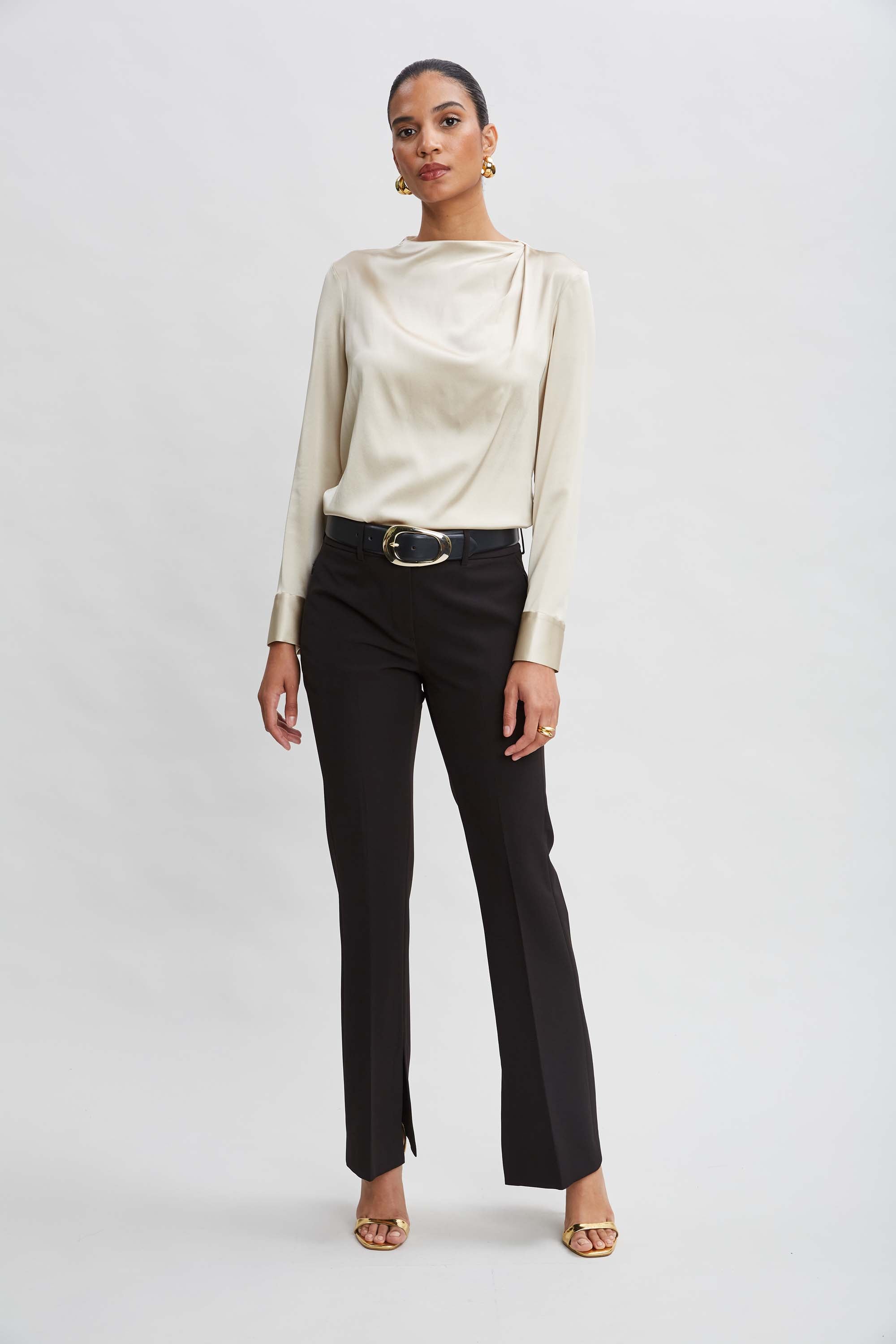 Silk Satin Draped Neck Blouse for Women - Elegant Party & Evening Wear - Perfect for Date Nights, Weddings & Special Occasions