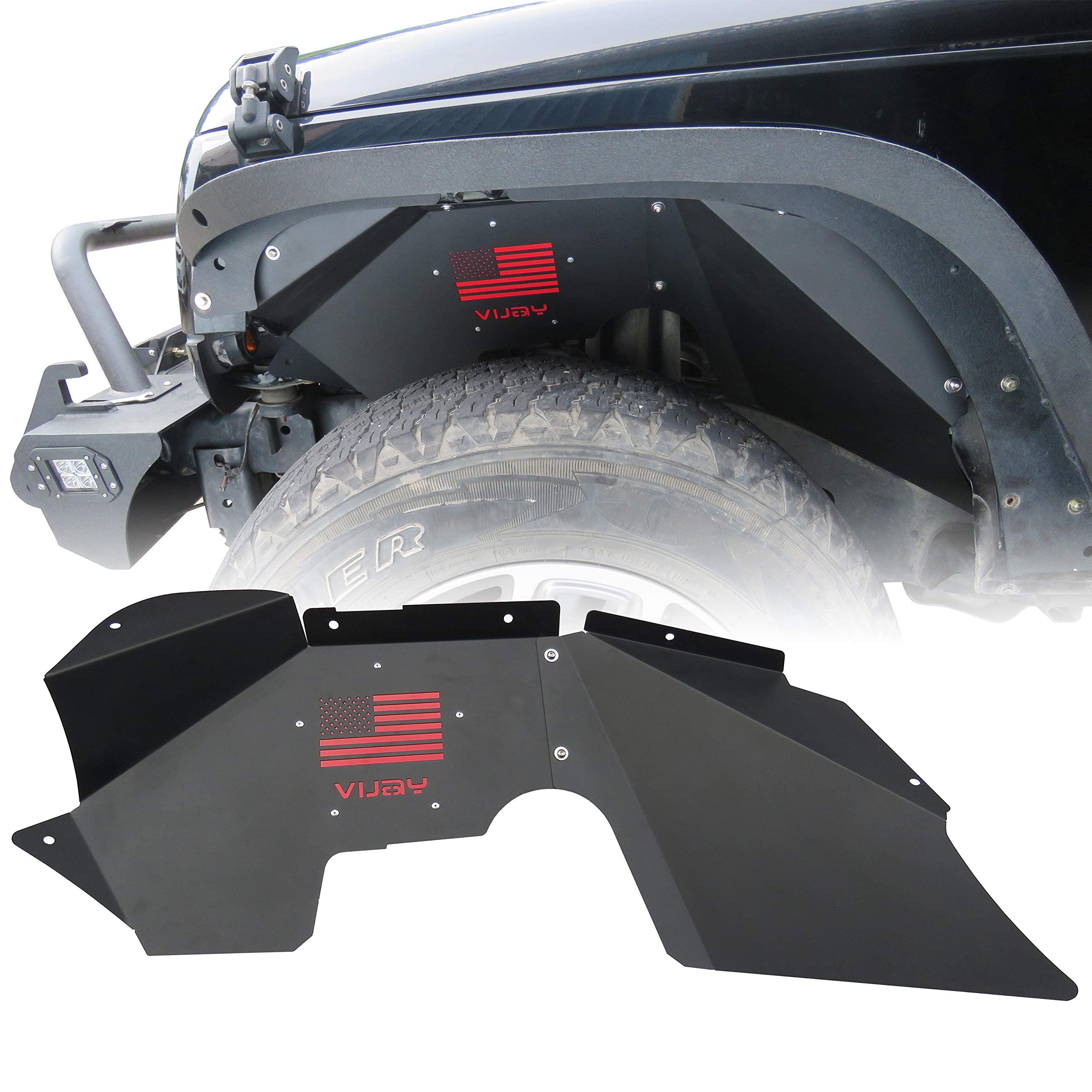 Wrangler Front & Rear Inner Fender Liners Kit for 2007-2017 Jeep Wrangler JK/JKU & Unlimited 2/4 Doors - Durable Protection Against Road Debris & Mud for Off-Road Adventures