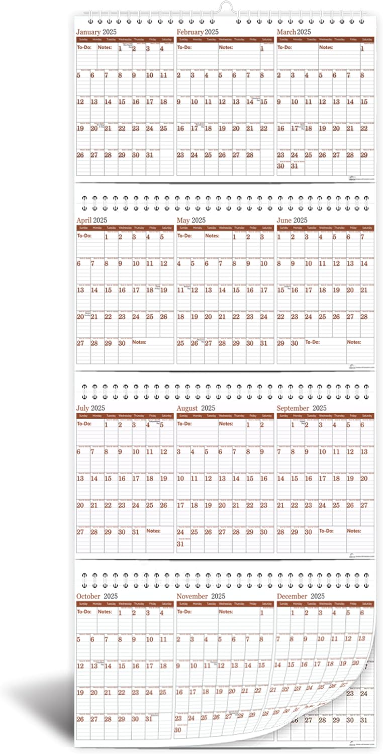 STRIVE ZEN 2025-2027 3-Year Wall Calendar with Julian Dates | Thick Paper Vertical Design | 36