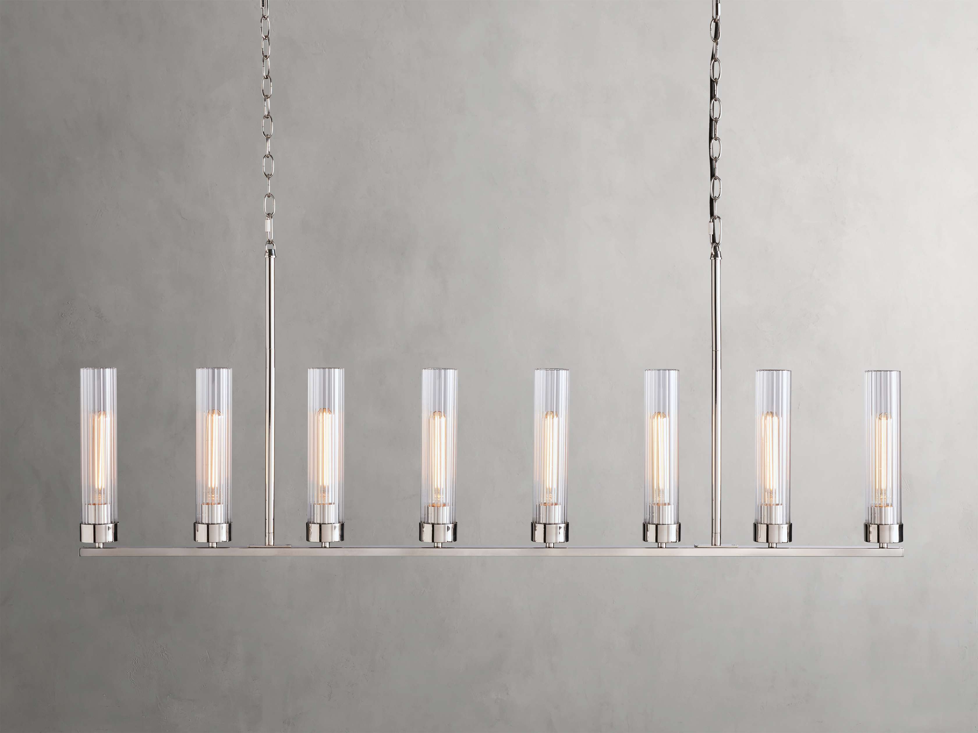 Andreas Modern Linear Chandelier - 6-Light LED Crystal Pendant Lighting Fixture for Dining Room, Kitchen Island & Bedroom - Elegant Contemporary Ceiling Light for Home Decor