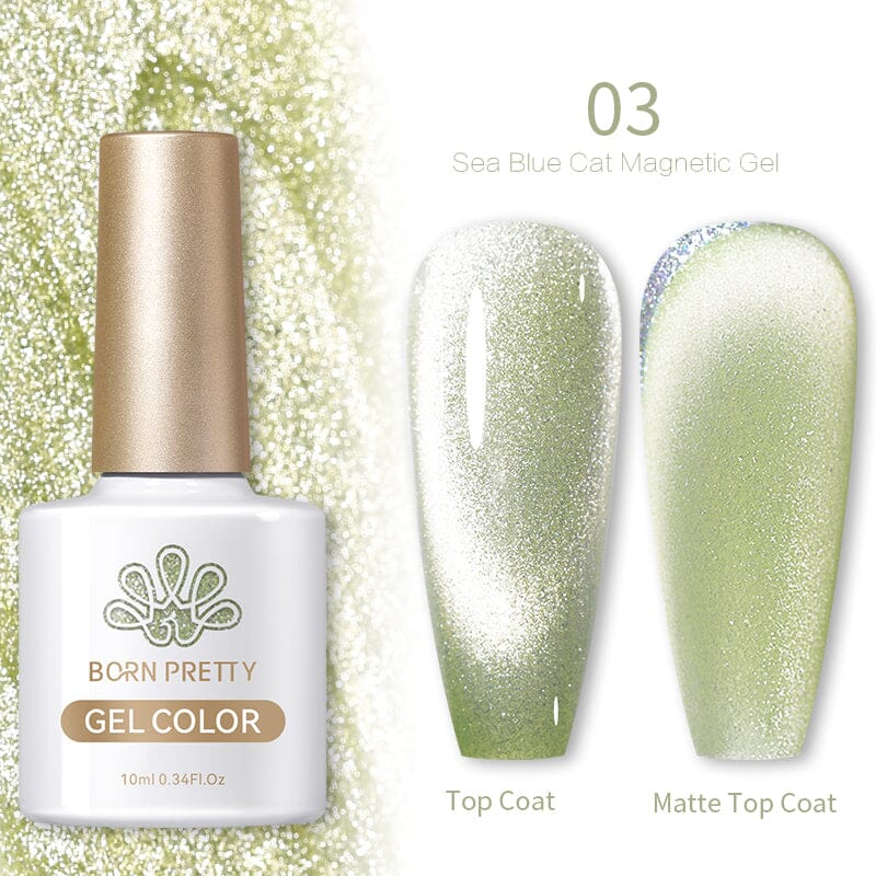 Sea Blue Cat Magnetic Gel Polish 10ml - UV LED Nail Art Kit for Salon & Home Manicure - Long Lasting Nail Polish for Professional & DIY Use