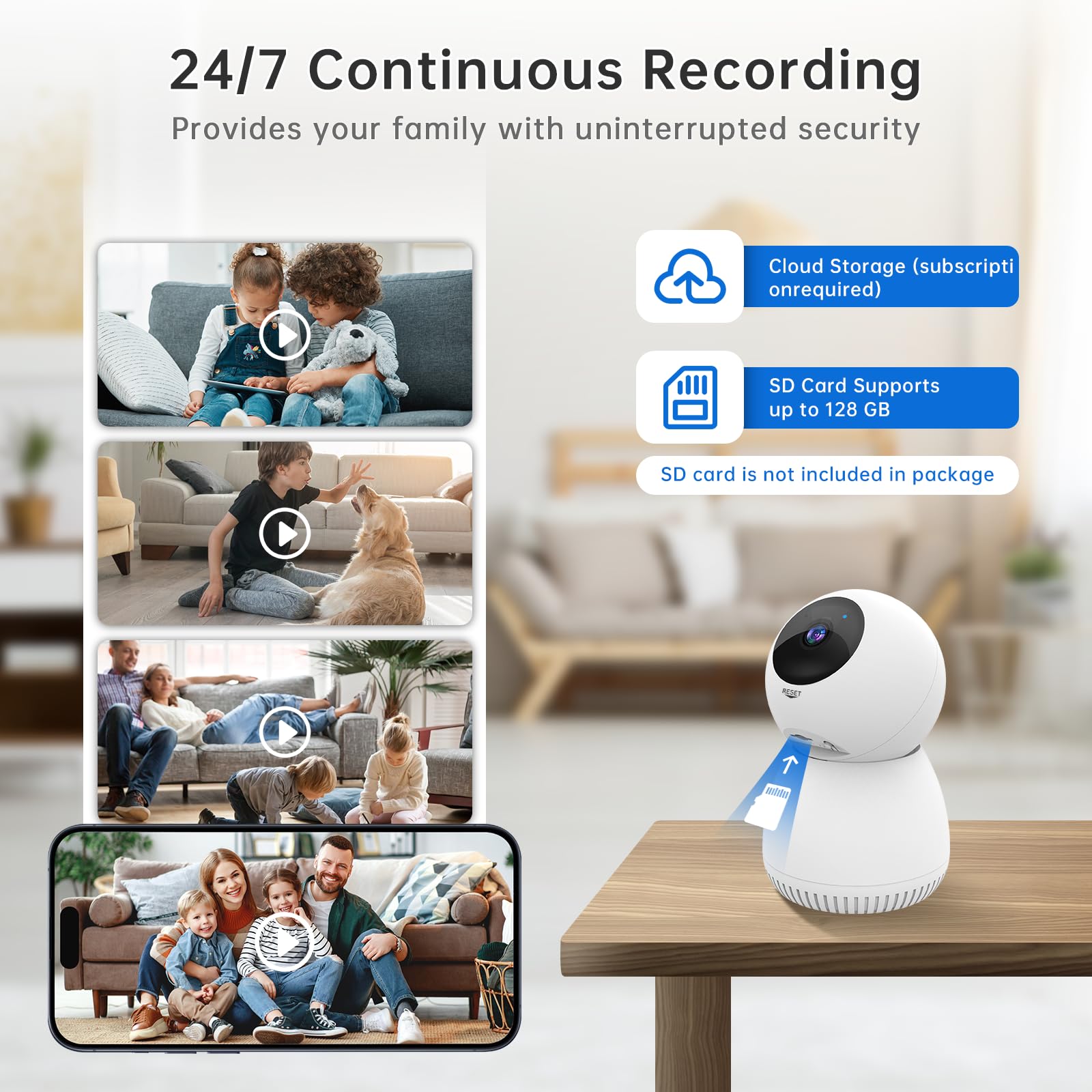 NoahTec 1080P Indoor Security Camera with Motion Detection, 2-Way Audio & Night Vision - Alexa Compatible Pet Camera & Baby Monitor for Home Security - Perfect for Nursery, Pet Room & Indoor Surveillance