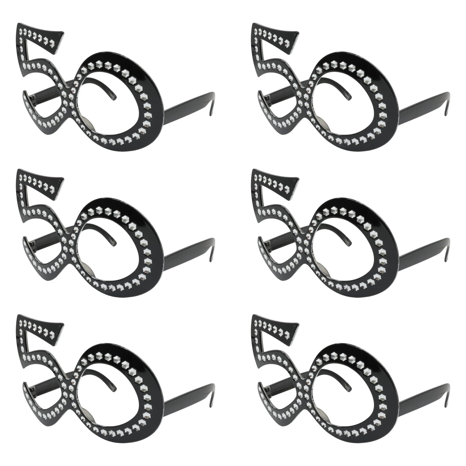 Honbay 6PCS 50th Birthday Glasses - Sparkling Rhinestone Number 50 Frames for Anniversary Party Decorations, Funny Costume & Photo Props - Perfect for 50th Birthday Celebrations, Themed Parties & Memorable Photo Shoots