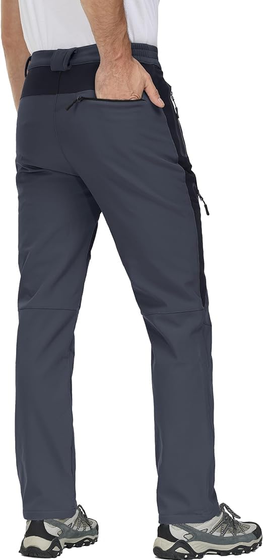 MAGCOMSEN Men's Winter Snow Pants - Fleece Lined Water Resistant Ski Pants with 4 Zip Pockets for Outdoor Activities, Hiking & Cold Weather Protection
