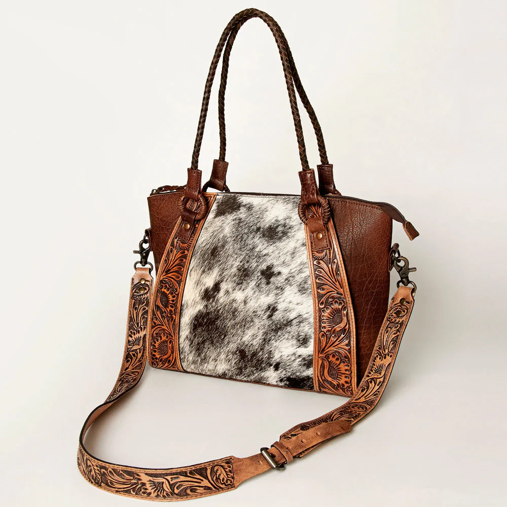 Handcrafted American Cowhide Leather Tooled Bag - Vintage Western Style Crossbody Purse for Women - Perfect for Rodeo, Country Concerts & Everyday Use