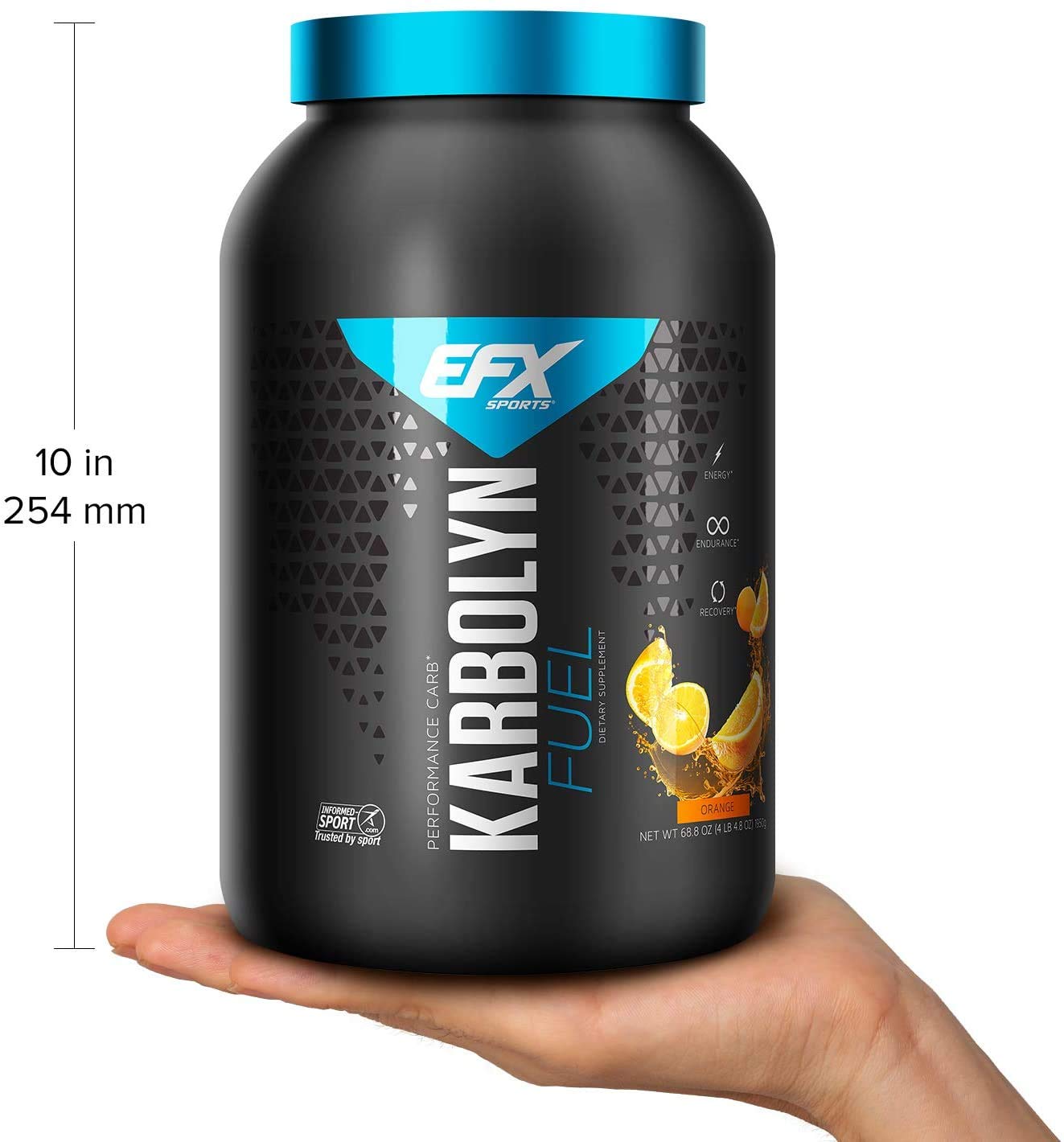 EFX Sports Karbolyn Energy Powder - Blue Razz Watermelon Flavor, 1950g | Pre-Workout & Post-Workout Recovery Drink Mix for Athletes & Fitness Enthusiasts