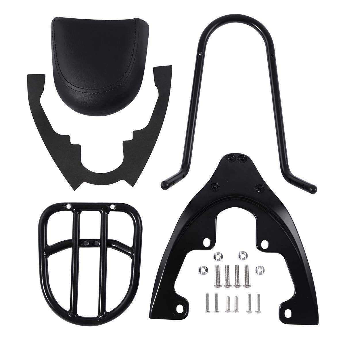 Harley VRSCAW VRSCDX VRSCX 2007-2011 Sissy Bar Backrest with Luggage Rack & Baseplate - Heavy Duty Motorcycle Passenger Seat Support for Long Rides & Touring