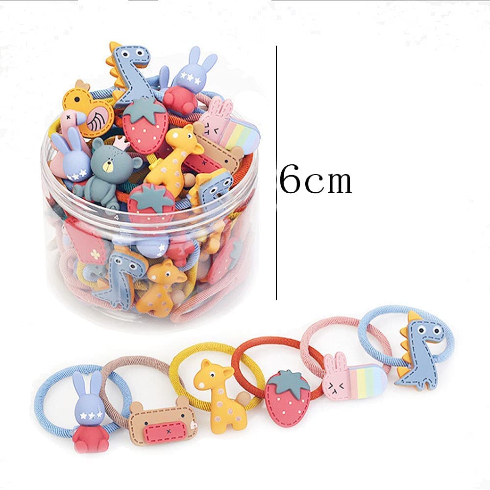 20 Pcs Elastic Hair Ties & Cute Baby Girls Hair Clips Set - Soft Ponytail Holders, Cartoon Hair Bands for Toddlers & Kids - Perfect for School, Parties & Daily Styling