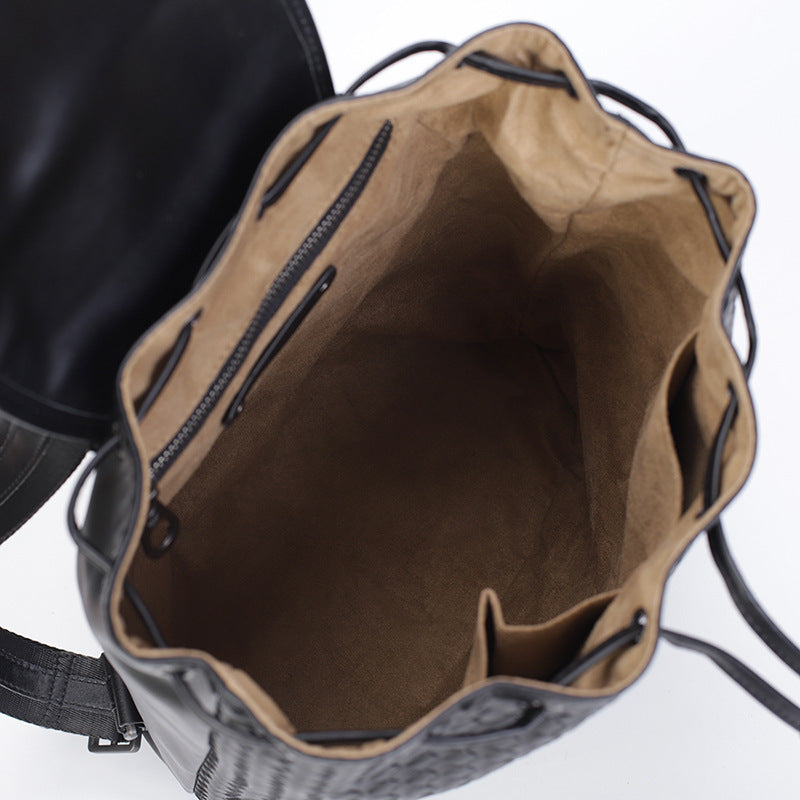 Genuine Leather Woven Large Capacity Casual Backpack for Men & Women - Perfect for Travel, Work, School and Everyday Use