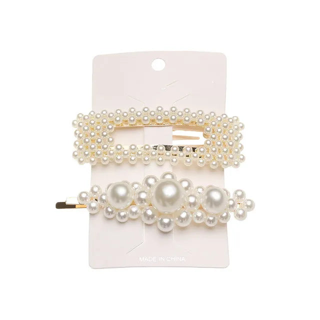 5Pcs/Set Elegant Pearl Hair Clips for Women - Snap Button Hairpins, Sweet Pearl Barrettes, Hair Jewelry Accessories - Perfect for Weddings, Parties & Everyday Styling