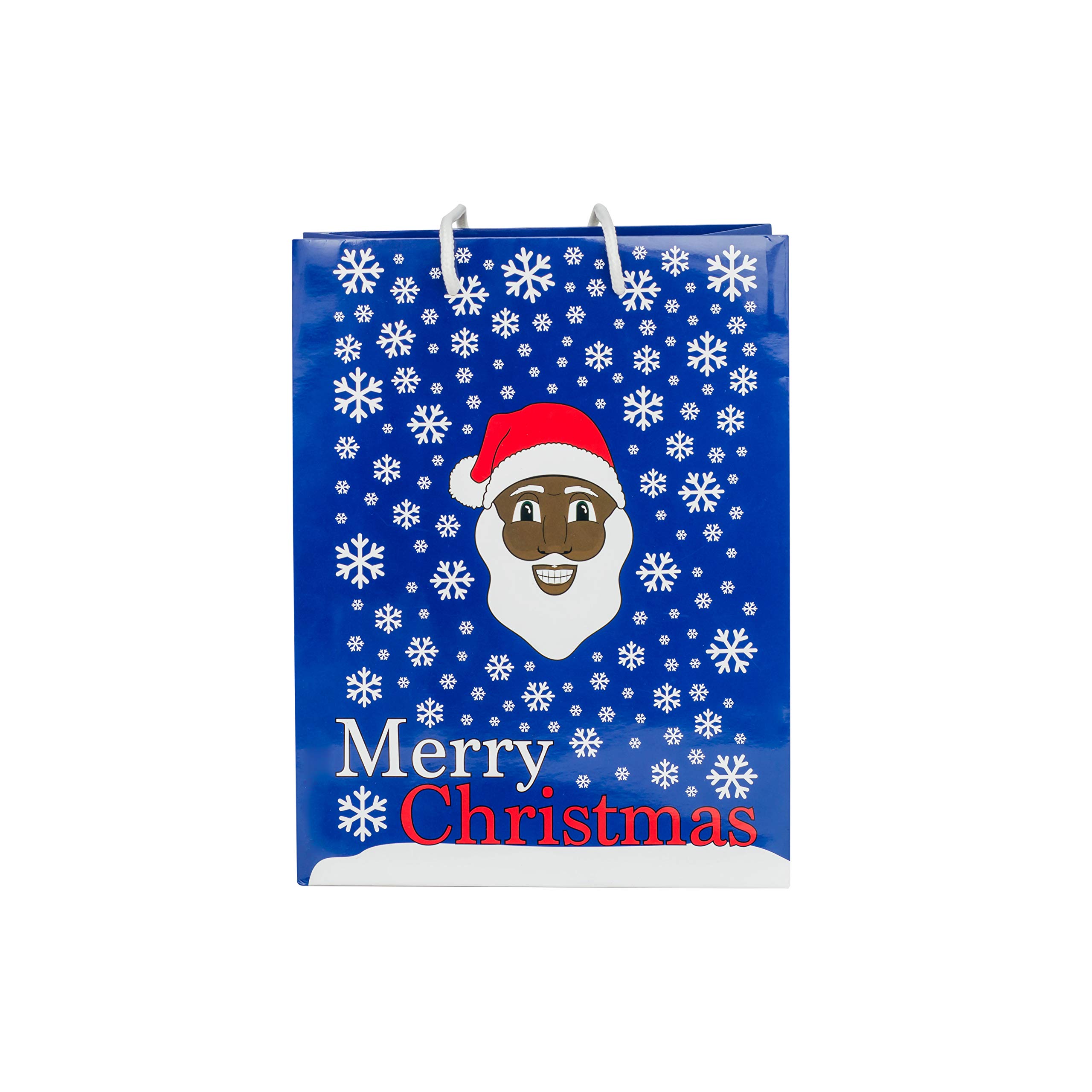 3 Pack Christmas Gift Bags with Assorted Holiday Prints - Black Santa Design for Holiday Party Favors, Secret Santa Gifts & Festive Present Wrapping