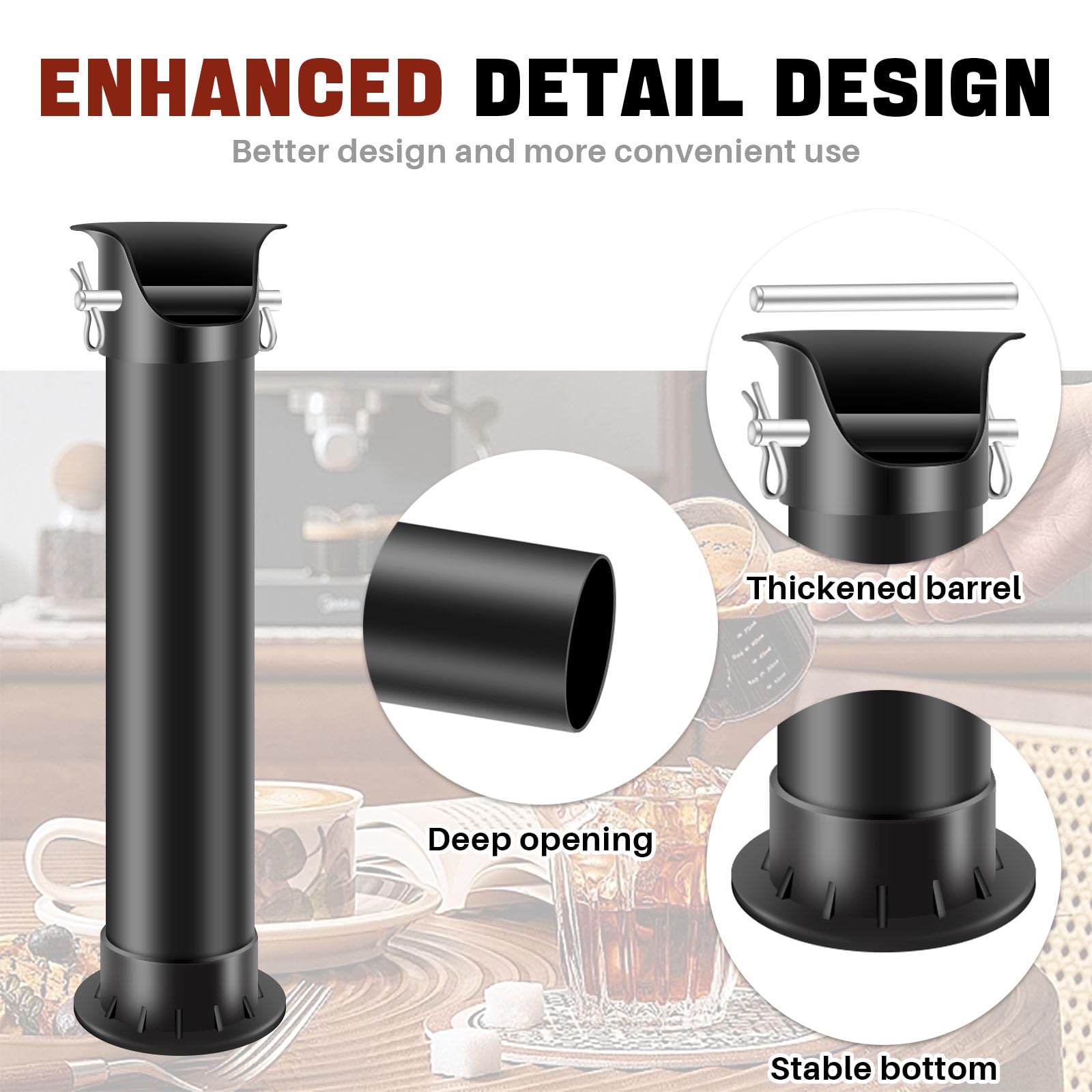 Professional Espresso Coffee Knock Box for Baristas - Heavy Duty Commercial Espresso Grounds Bin with Removable Garbage Bags & Cleaning Towels - Perfect for Coffee Shops, Restaurants & Home Baristas