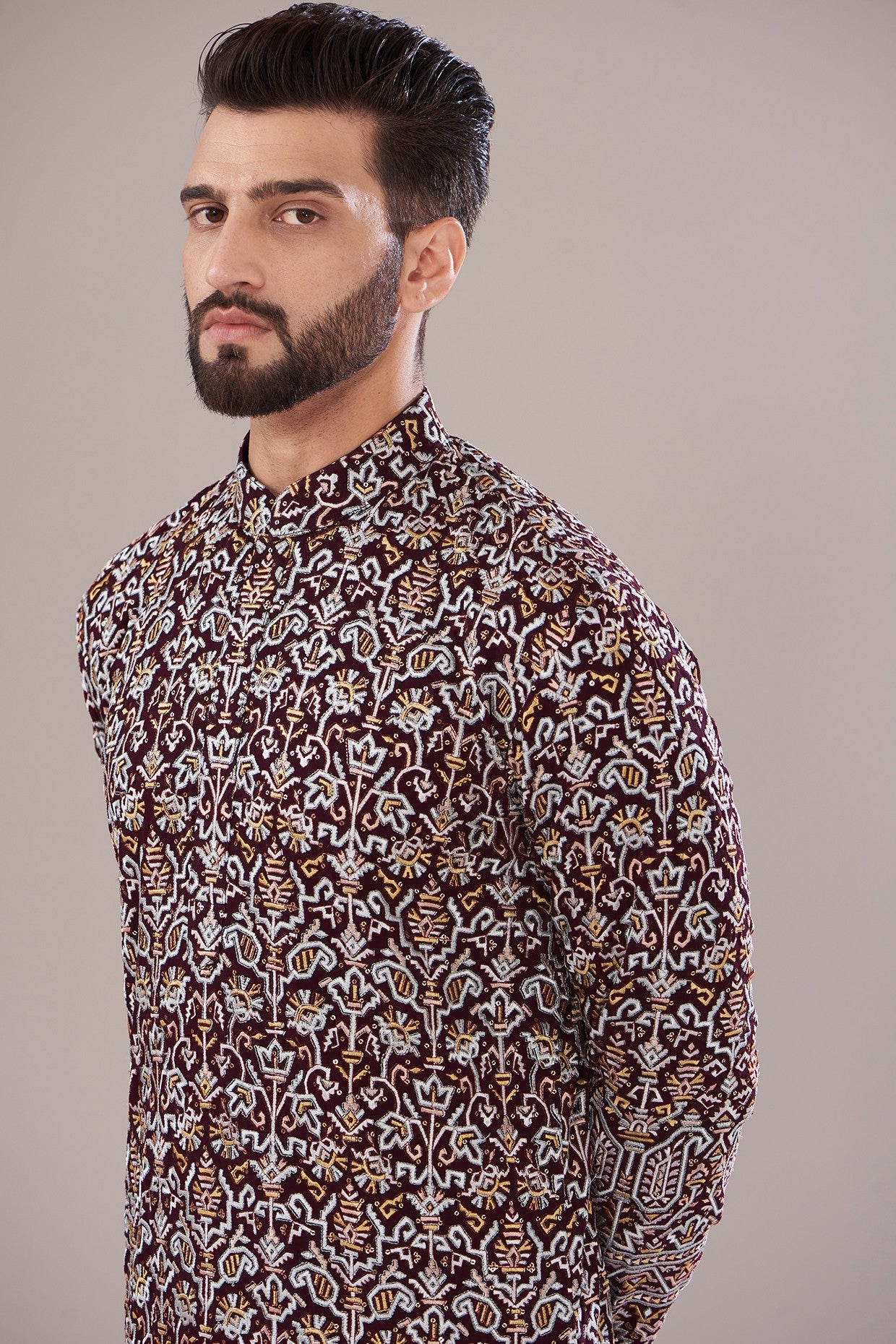 Elegant Maroon Georgette Embroidered Kurta for Women | Traditional Indian Tunic Top | Perfect for Festivals, Weddings & Ethnic Parties