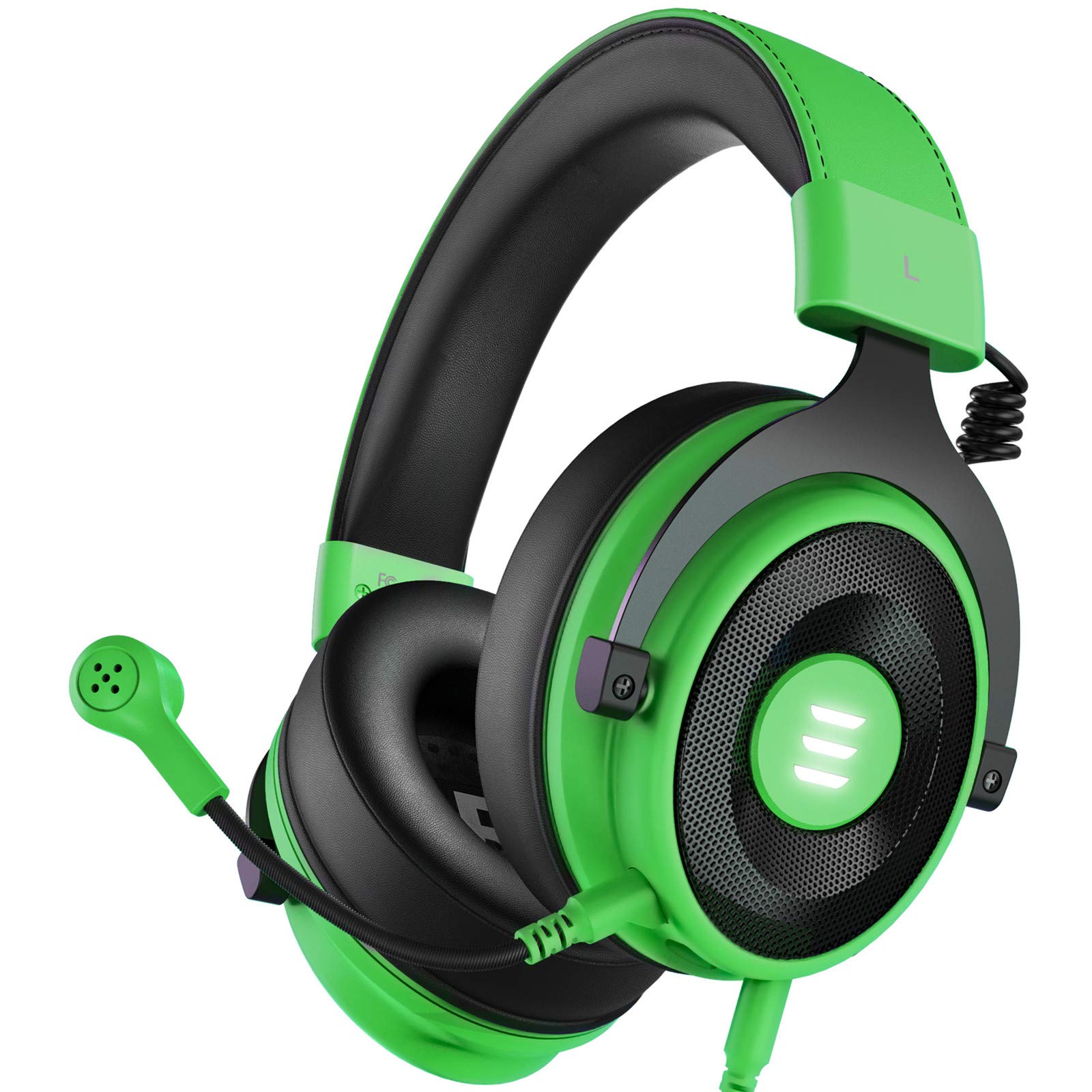 EKSA E900 USB Gaming Headset with 7.1 Surround Sound & Noise Cancelling Mic - Compatible with Xbox One, PS4, PC, Nintendo Switch (Green) - Perfect for Online Gaming, Streaming & Virtual Meetings