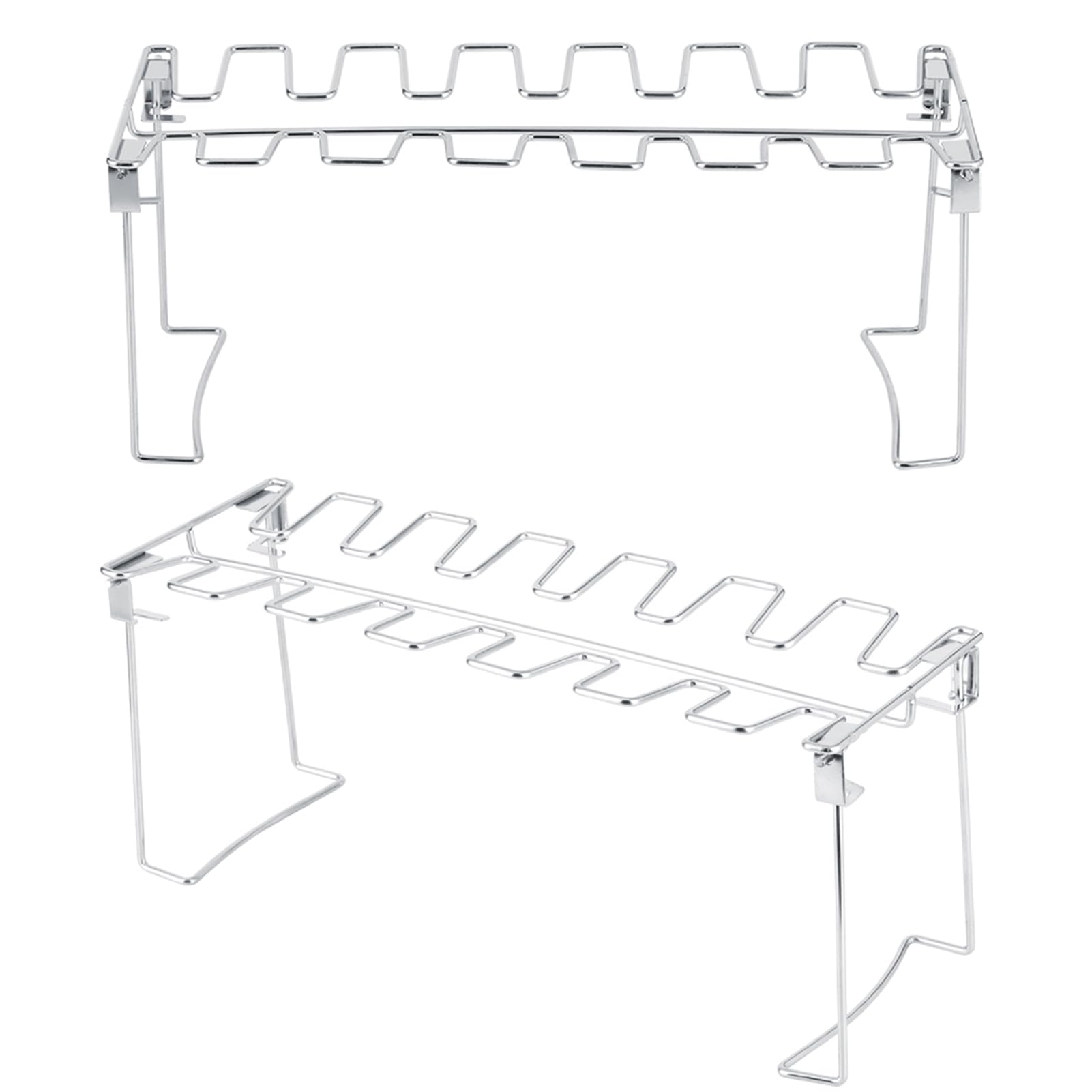 2-Piece Stainless Steel Chicken Wing & Leg Grill Rack - 14 Slot Non-Stick BBQ Rack for Smoker, Grill or Oven - Perfect for Backyard BBQs, Camping & Outdoor Cooking