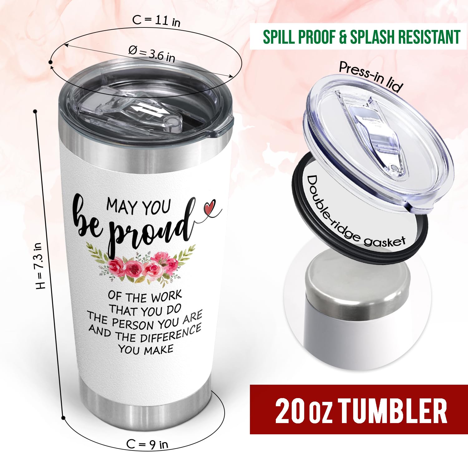 OASSIE 20 oz Stainless Steel Insulated Coffee Tumbler with Lid - Inspirational Gift for Women, Mothers Day, Teachers Day, Birthday, Coworkers, Friends - Perfect for Office, Travel, and Daily Use