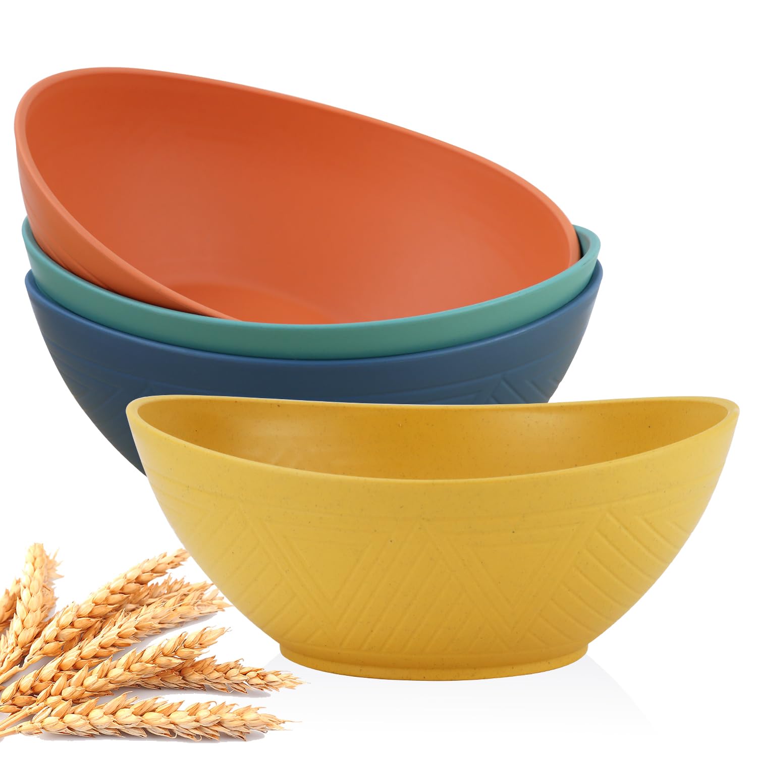 Homienly 9.6 Inch Large Serving Bowls Set of 4 - 60 Oz Oval Dishes for Salad, Pasta, Side Dishes - Microwave & Dishwasher Safe - Multi Color - Perfect for Wedding Parties, Family Dinners & Entertaining Guests