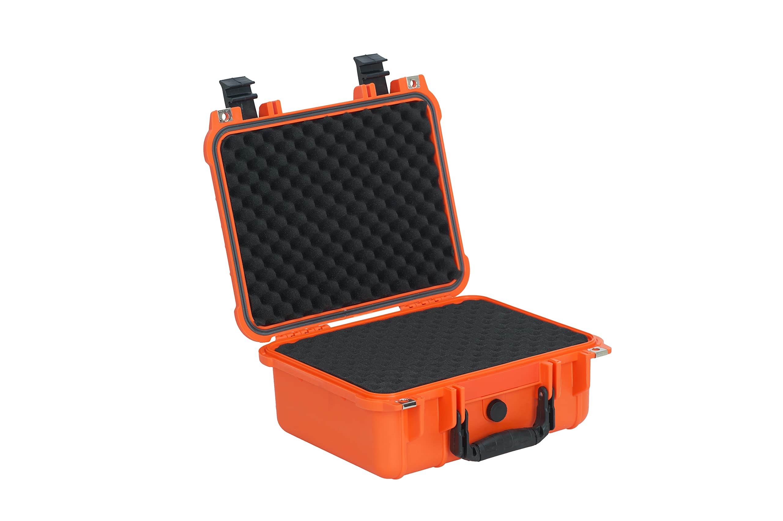 MEIJIA 13.35 x 11.63 x 5.98 Inches Waterproof Hard Protective Case with Custom Foam Insert - Shockproof Storage for Drones, Cameras, Pistols & Equipment - All Weather Travel & Outdoor Adventure Gear (Orange)