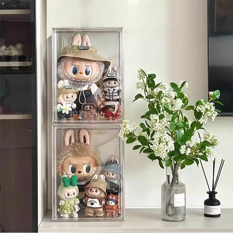 POP MART Figure Display Case - Clear Acrylic Desktop Storage Box for Collectible Toys - Perfect for Home Office, Shelf Decoration & Gift Packaging