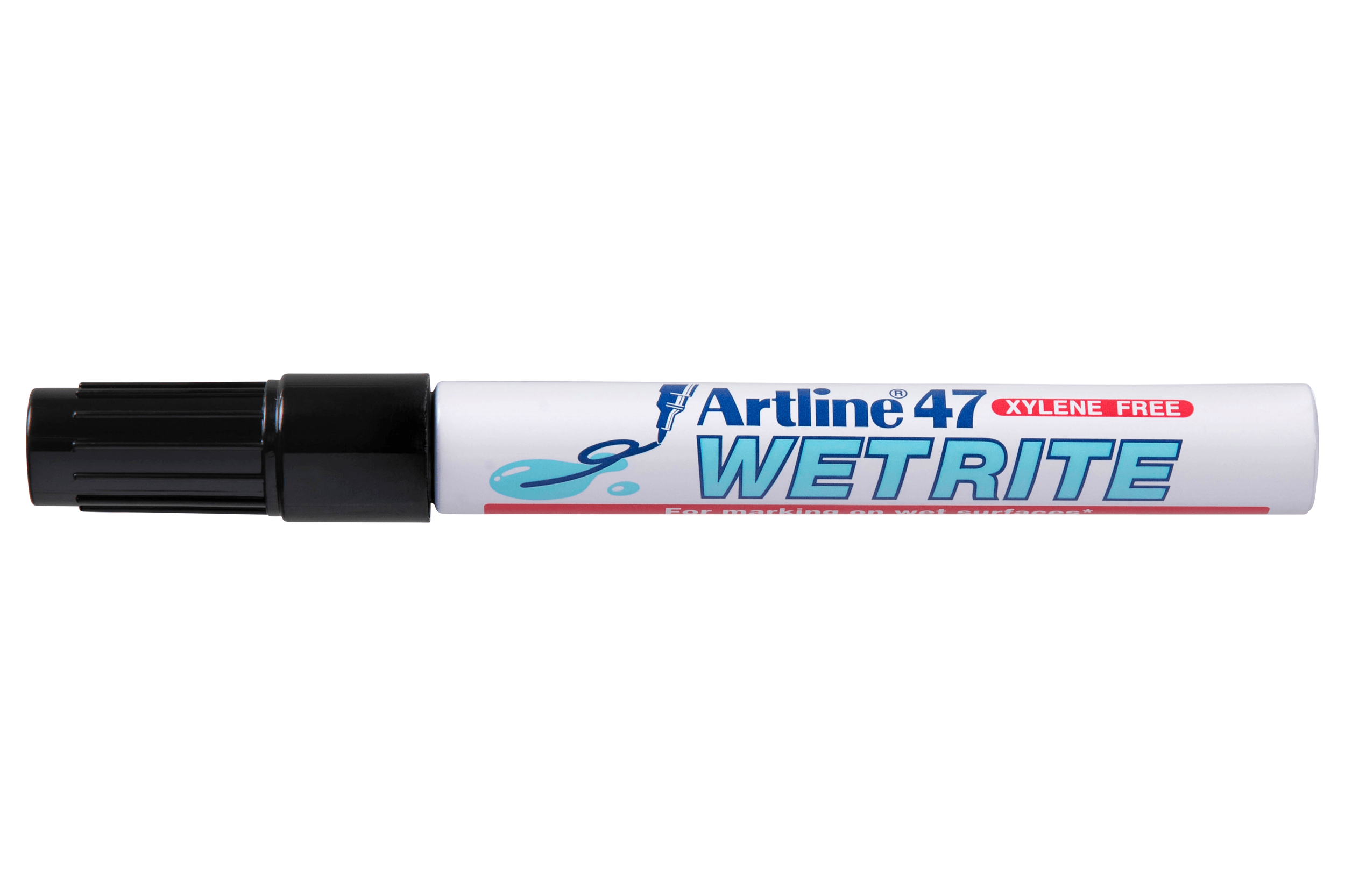 Artline 47 Wetrite Permanent Marker Bullet Tip Black - Pack of 12 - Waterproof & Fade-Resistant Markers for Office, School & Home Use