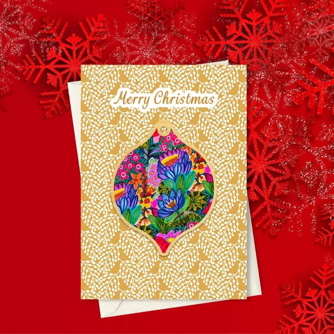 Lotus Flower Australian Christmas Ornament & Greeting Card - Perfect for Holiday Decorations and Festive Gifting