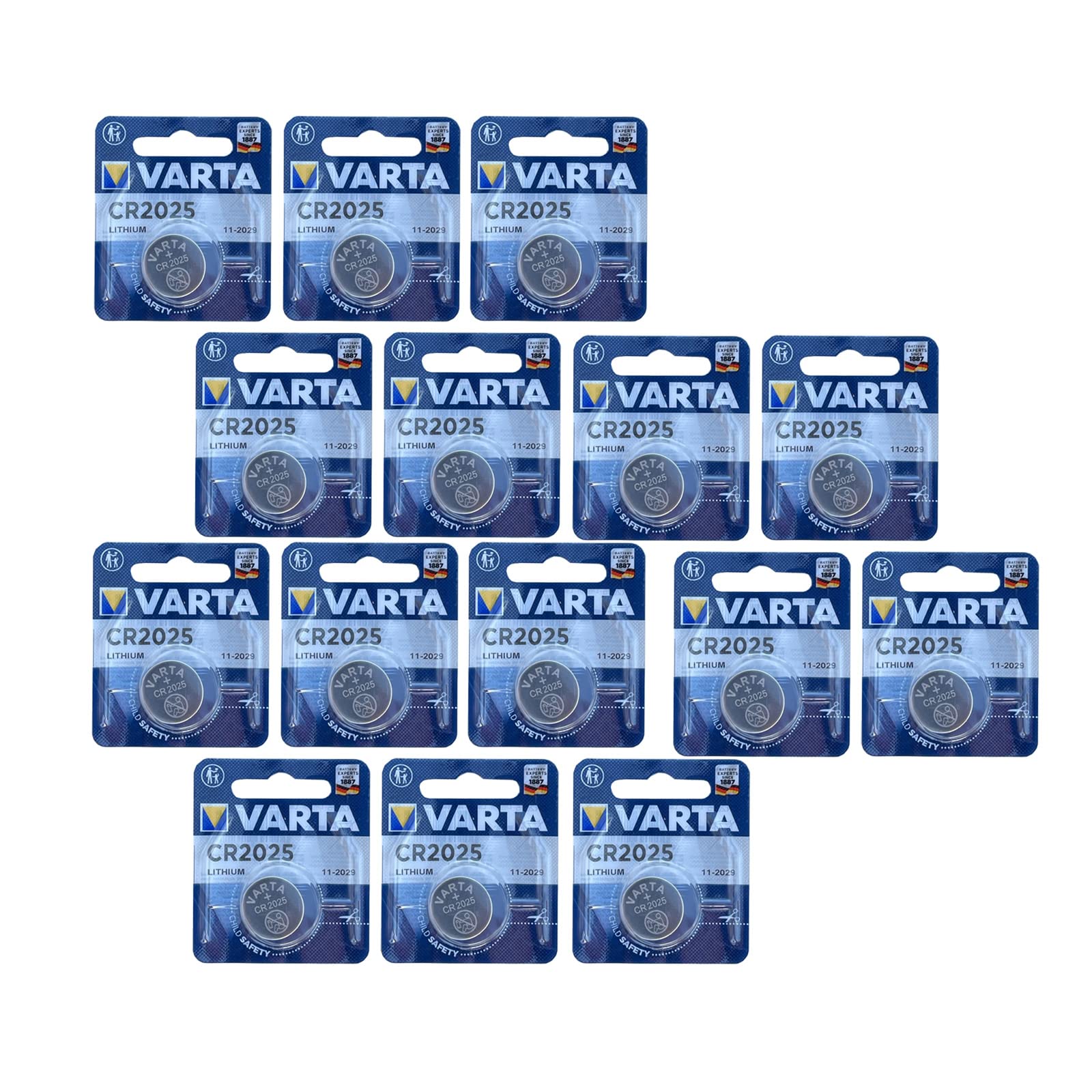 15pcs Varta CR2025 3V Lithium Coin Cell Battery - DL2025 ECR2025 Replacement - Long Lasting Power for Watches, Calculators, Key Fobs & Small Electronics