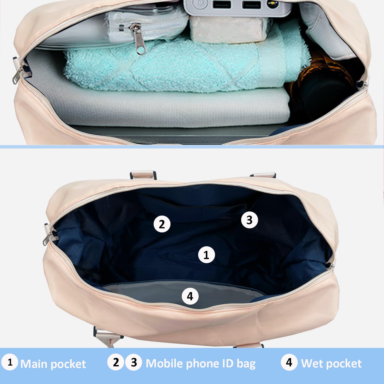 Waterproof Travel Duffle Bag for Women & Men - Sport Gym Tote with Wet Pocket - Overnight Weekender Carry On Luggage for Workout, Yoga, Business Trips & Weekend Getaways