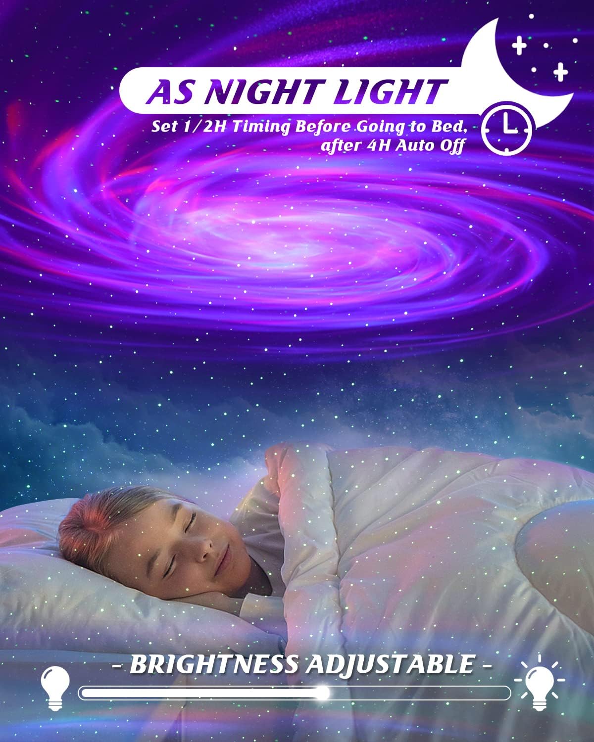 Laliled Galaxy Projector 2.0 with Bluetooth Speaker - 24 Nebula Lighting Effects, Adjustable Brightness, Remote Control & Timer - Starry Night Projector for Bedroom, Home Theater, Kids Room, Meditation & Relaxation (White)
