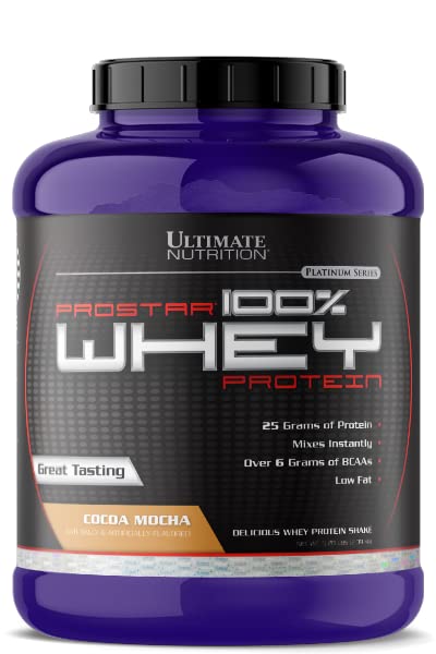 Ultimate Nutrition Prostar Whey Protein Powder - Isolate, Concentrate & Peptides Blend - 25g Protein, 6g BCAAs - Low Carb, Low Sodium, Keto Friendly - Cocoa Mocha Flavor - 5lb (80 Servings) - Perfect for Post-Workout Recovery & Muscle Growth