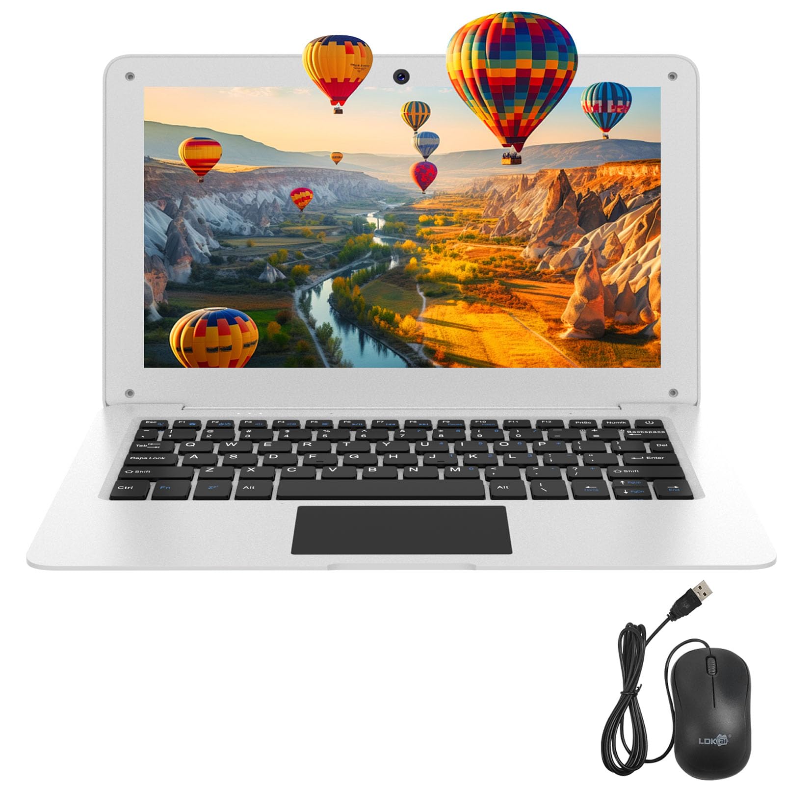 TOPOSH 10.1 Inch Windows 10 Laptop - Mini PC Notebook with Intel Celeron N3350 Dual-Core, 4GB RAM, 64GB SSD, Bluetooth 4.0, WiFi, HDMI - Portable White Computer for Work, Study & Travel