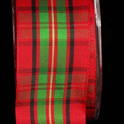 The Ribbon People Red, Black, Green & Yellow Plaid Wired Craft Ribbon - 1.5 Inch x 22 Yards for Gift Wrapping, DIY Decorations, Holiday Crafts & Scrapbooking