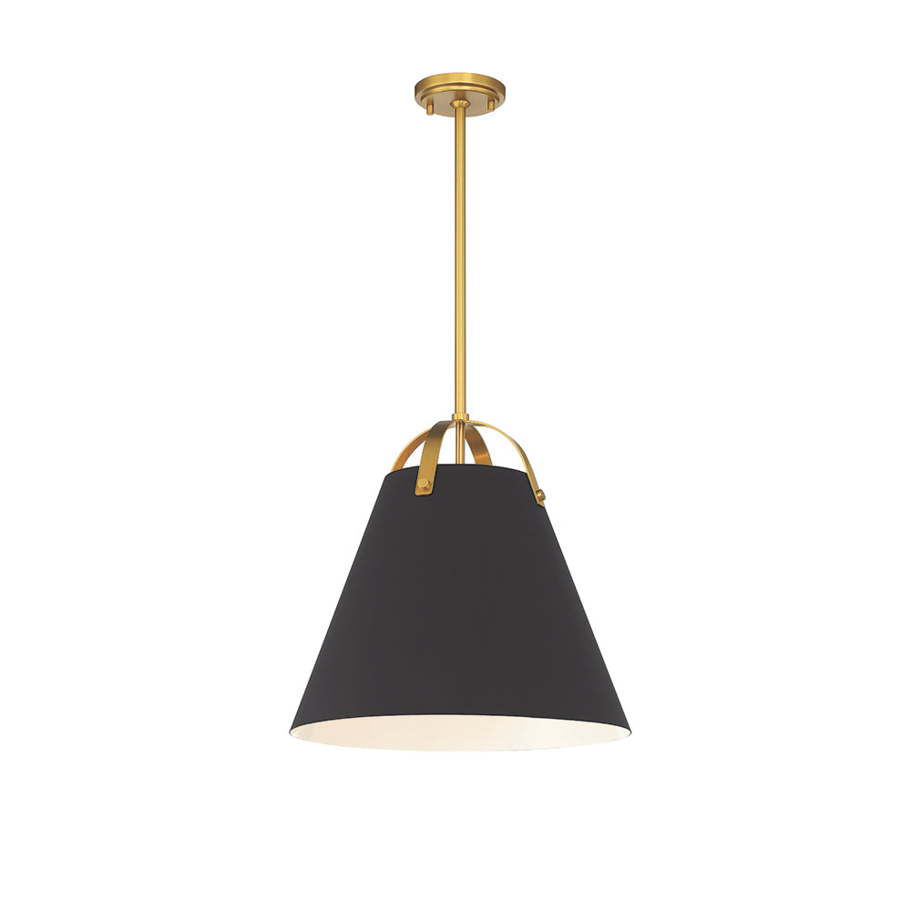 Convex 1-Light Pendant Light Fixture - Matte Black & Brass Finish - Perfect for Kitchen Island, Dining Room or Entryway Lighting