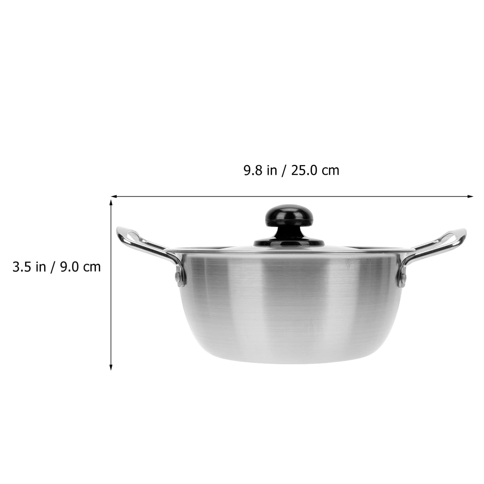 Hemoton Korean Noodle Pot Set - Stainless Steel Instant Noodle Cookware with Double Handles, Non-Stick Stock Pot for Home Kitchen | Perfect for Ramen, Soup, Milk Heating & Everyday Cooking