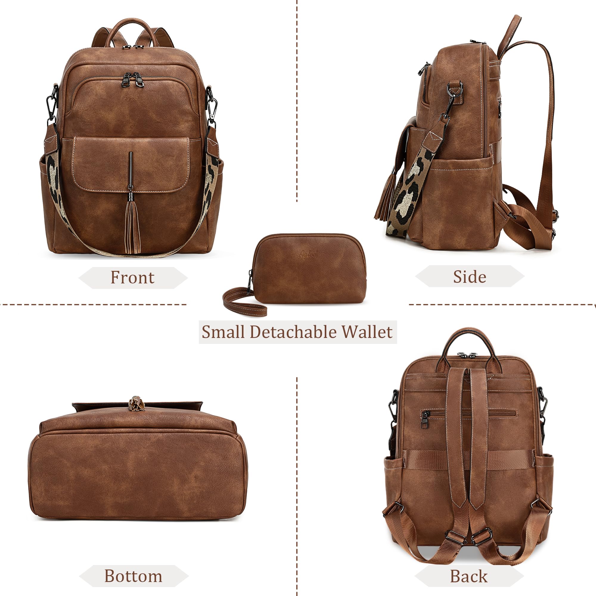 Stylish Leather Backpack Purse for Women - Fashionable Tassel Shoulder Bag with Large Capacity | Perfect for Work, Travel & Everyday Use