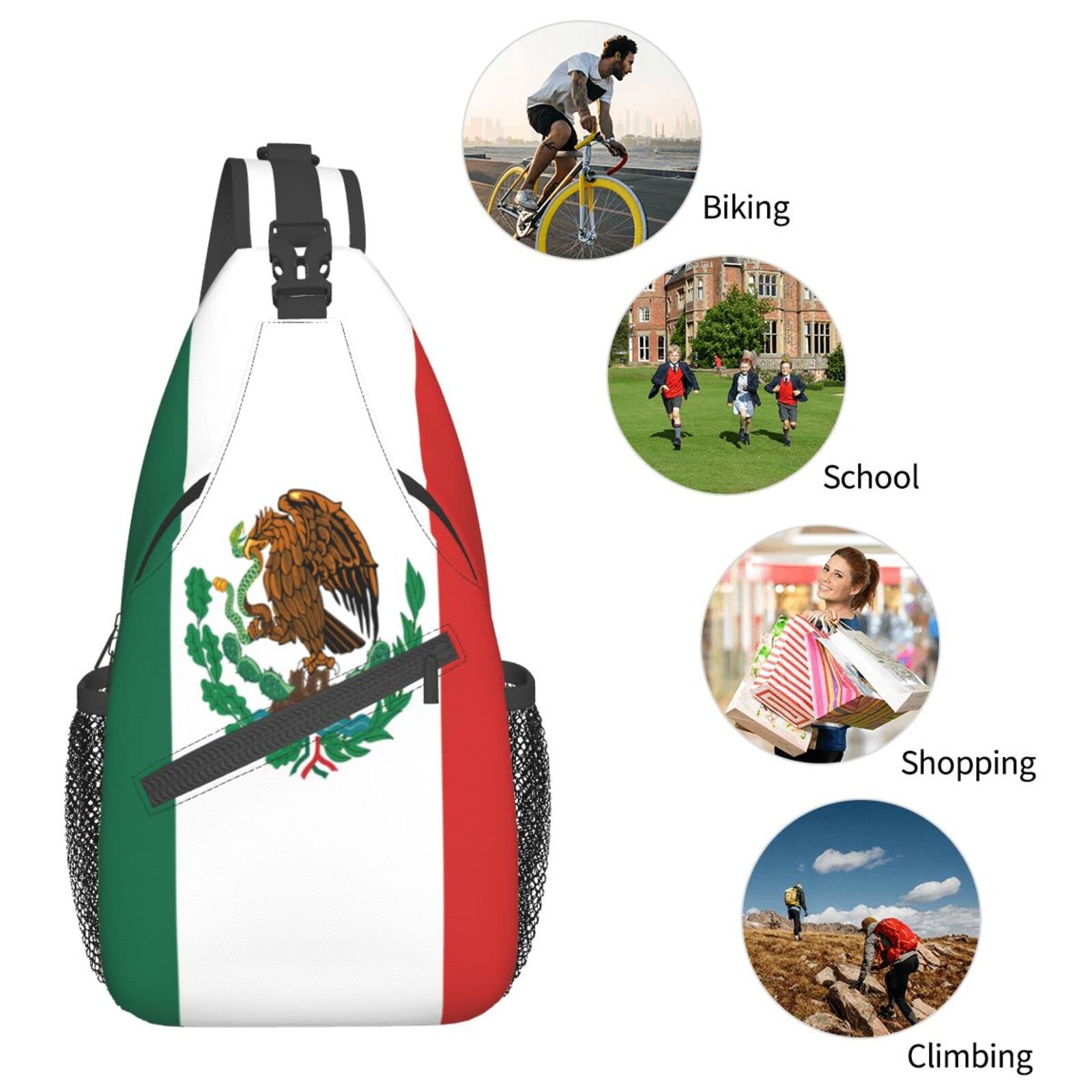 Mexico Flag Crossbody Sling Bag - Unisex Travel & Hiking Backpack for Outdoor Adventures