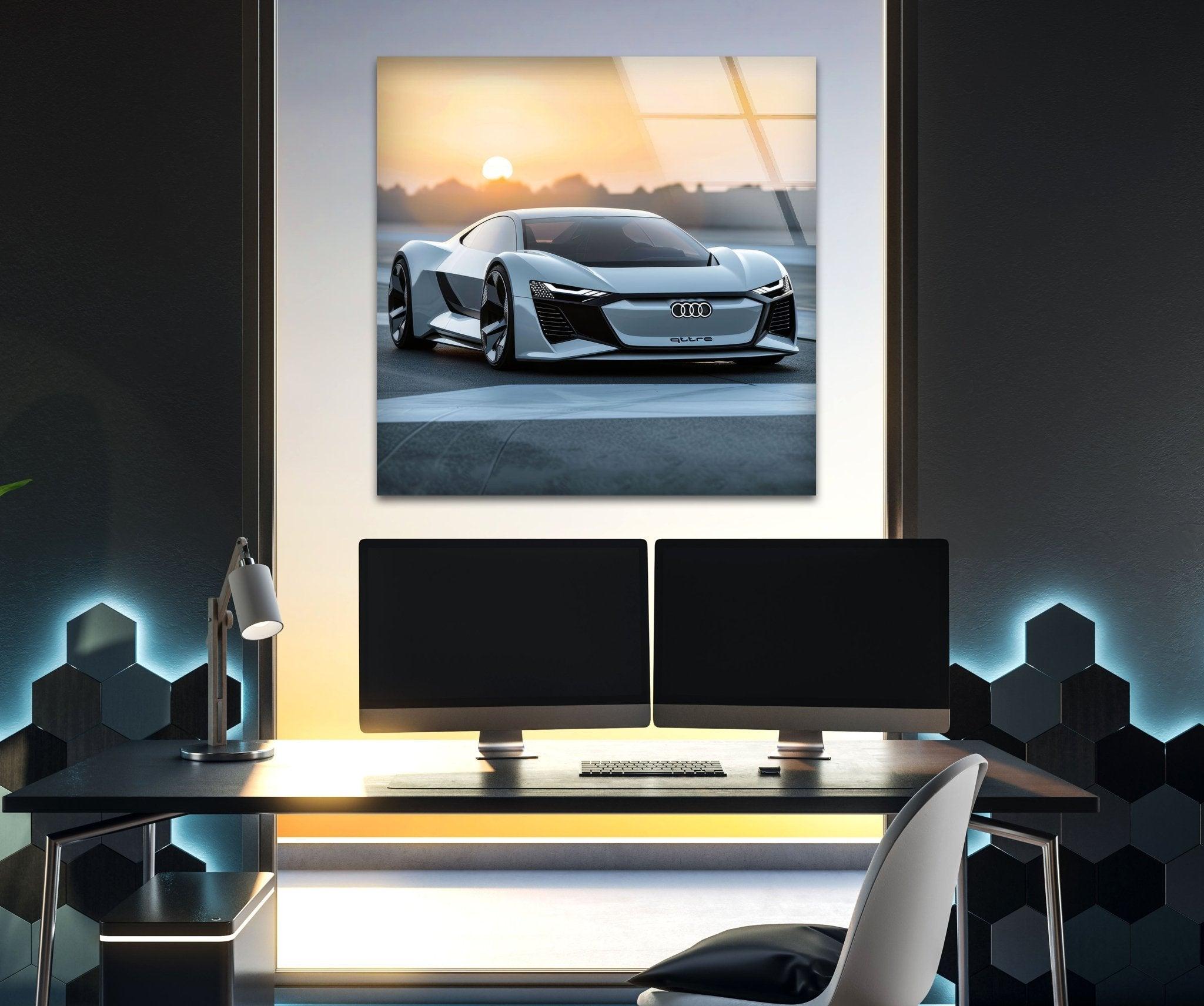 Audi Car Glass Wall Art - Premium Automotive Decor for Home & Office - Perfect for Car Enthusiasts & Gift Giving