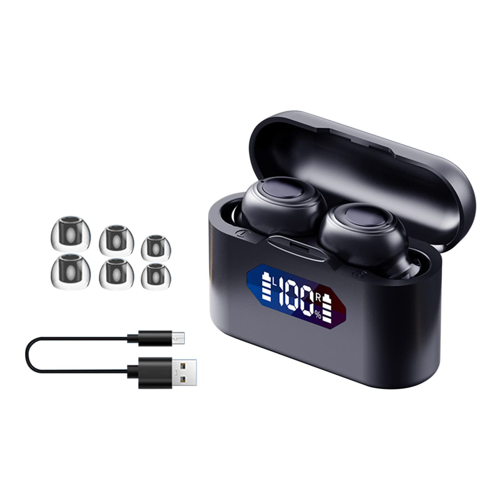 KT2 Wireless Bluetooth Headset with Metal Charging Case, Compact & Stylish Design, Digital Display - Perfect for Workouts, Commuting & Hands-Free Calls