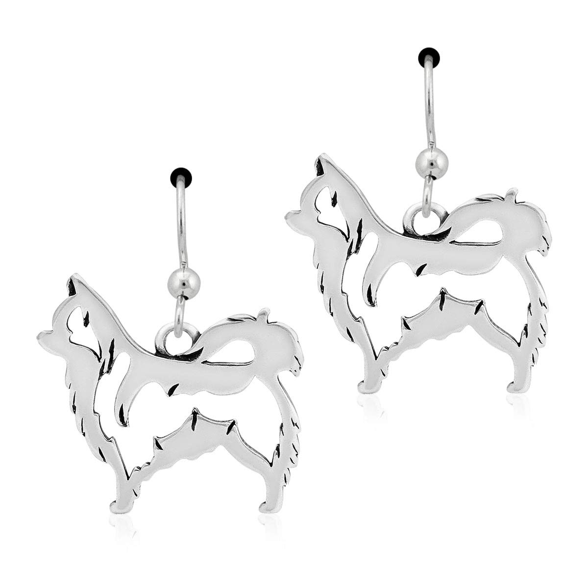Sterling Silver Chihuahua Earrings for Women - Long Hair Dog Lover Jewelry Gift - Perfect for Casual Wear, Pet Lover Accessories & Animal Themed Fashion