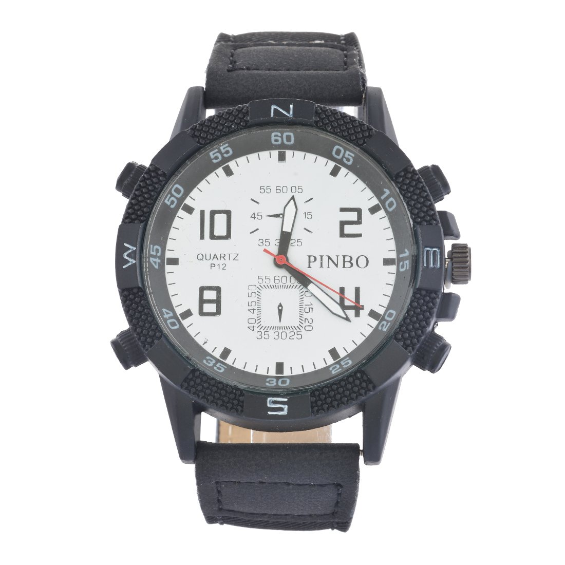 Souarts Men's Black Faux Leather Strap Quartz Analog Watch - 24cm Business Casual Wristwatch for Office, Dating & Formal Occasions