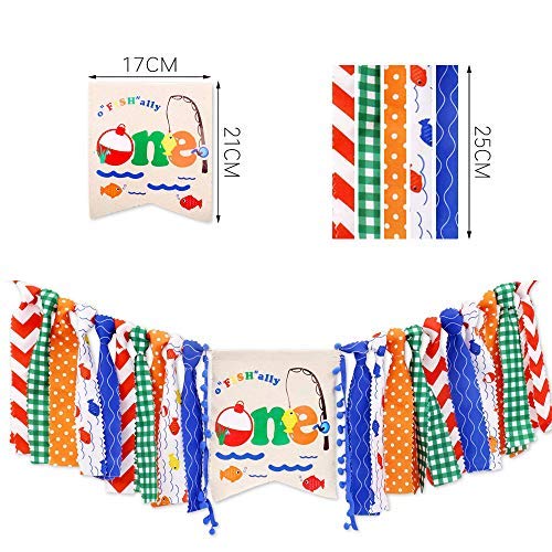 1st Birthday Party Decorations Set - Custom Banner, Cake Topper & Hat for Baby's First Birthday - Perfect for Fishing Theme Celebrations, Baby Showers & Milestone Photos