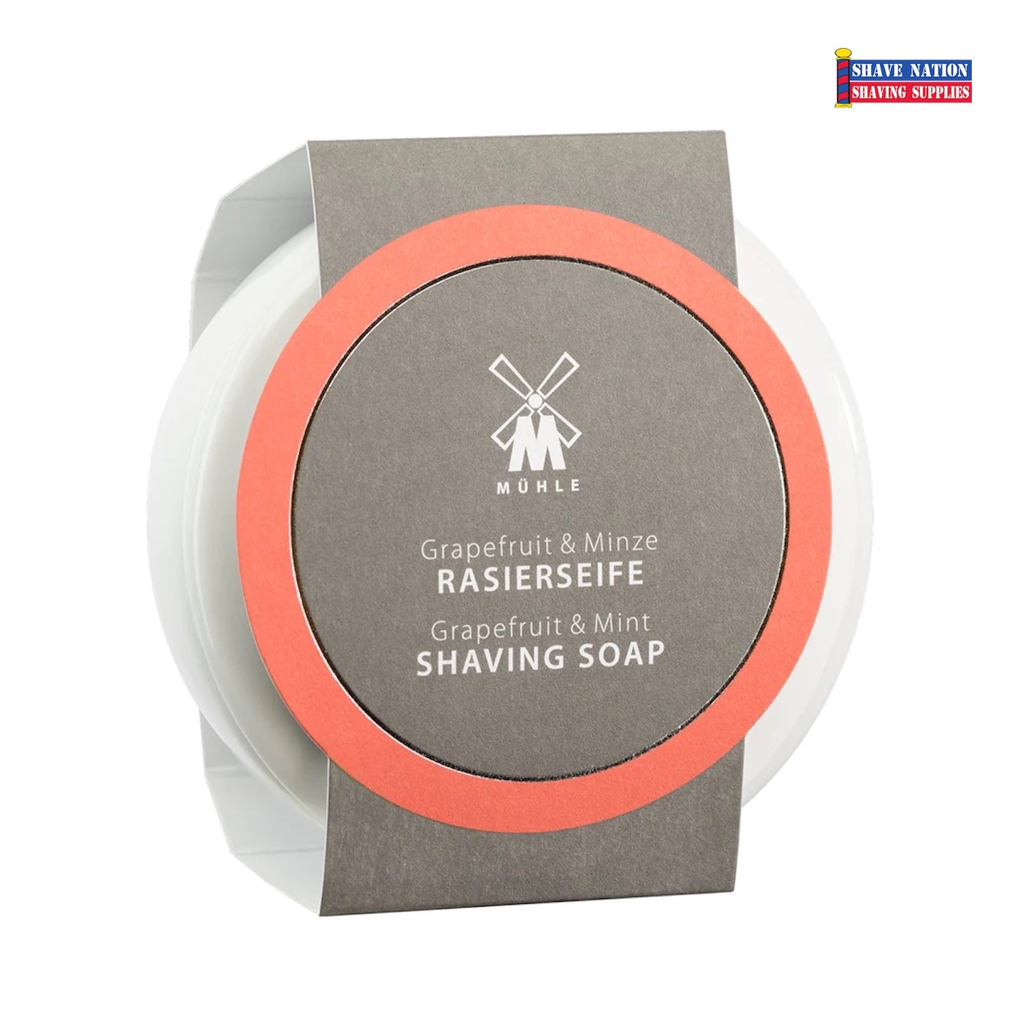 Premium Mühle Grapefruit & Mint Shaving Soap in Porcelain Bowl - Refreshing Citrus Scent for Men's Wet Shaving Routine - Perfect for Daily Grooming & Barber Shop Experience