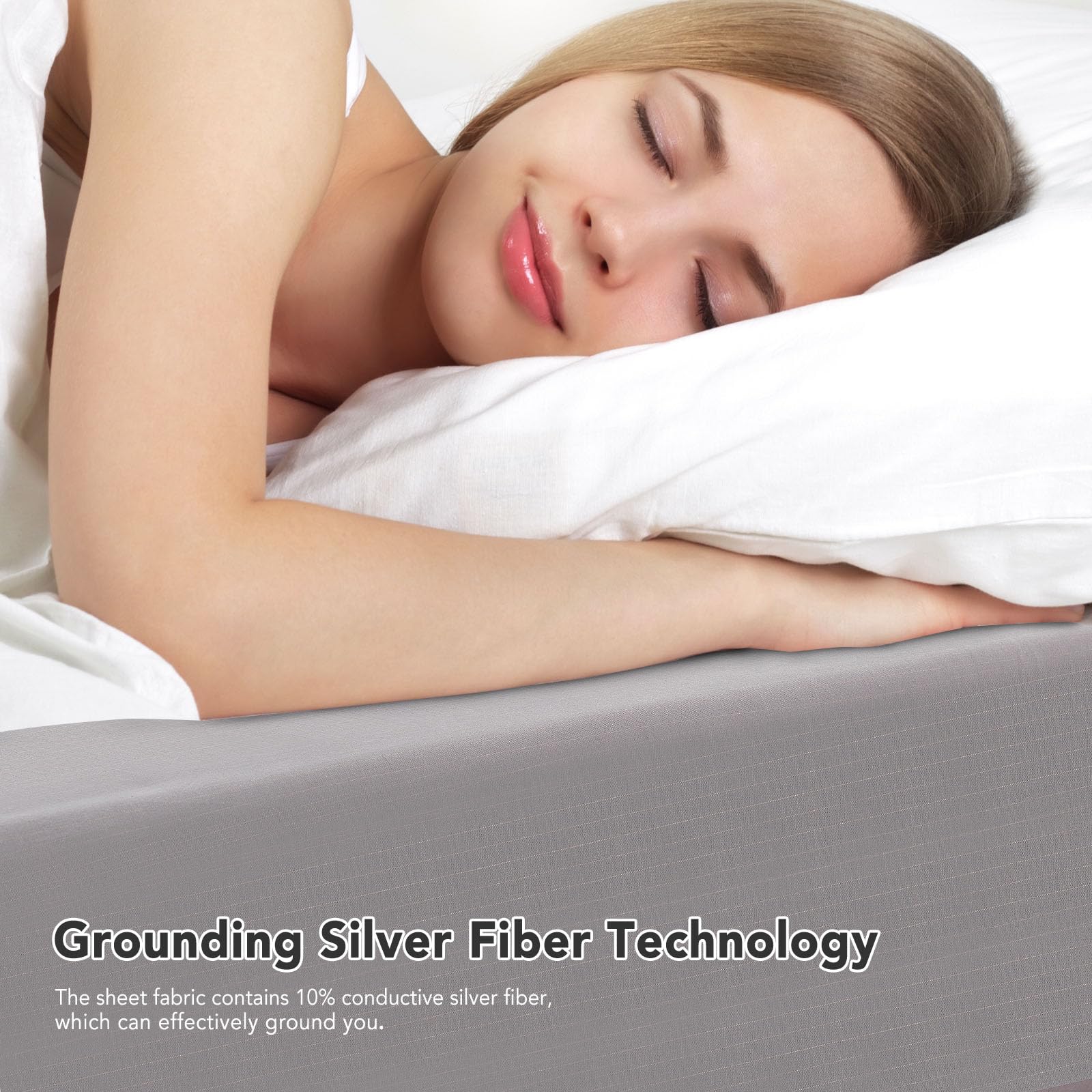 Organic Cotton & Silver Fiber Grounding Sheets King Size - EMF Protection, Better Sleep & Wellness, Grey Fitted Sheet for Grounding Therapy - Perfect for Home, Travel & Holistic Healing