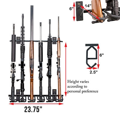 Vertical 6 Gun Rack HD53 - Heavy Duty Firearm Storage for Rifles & Shotguns | Perfect for Gun Safes, Hunting Cabins & Home Security