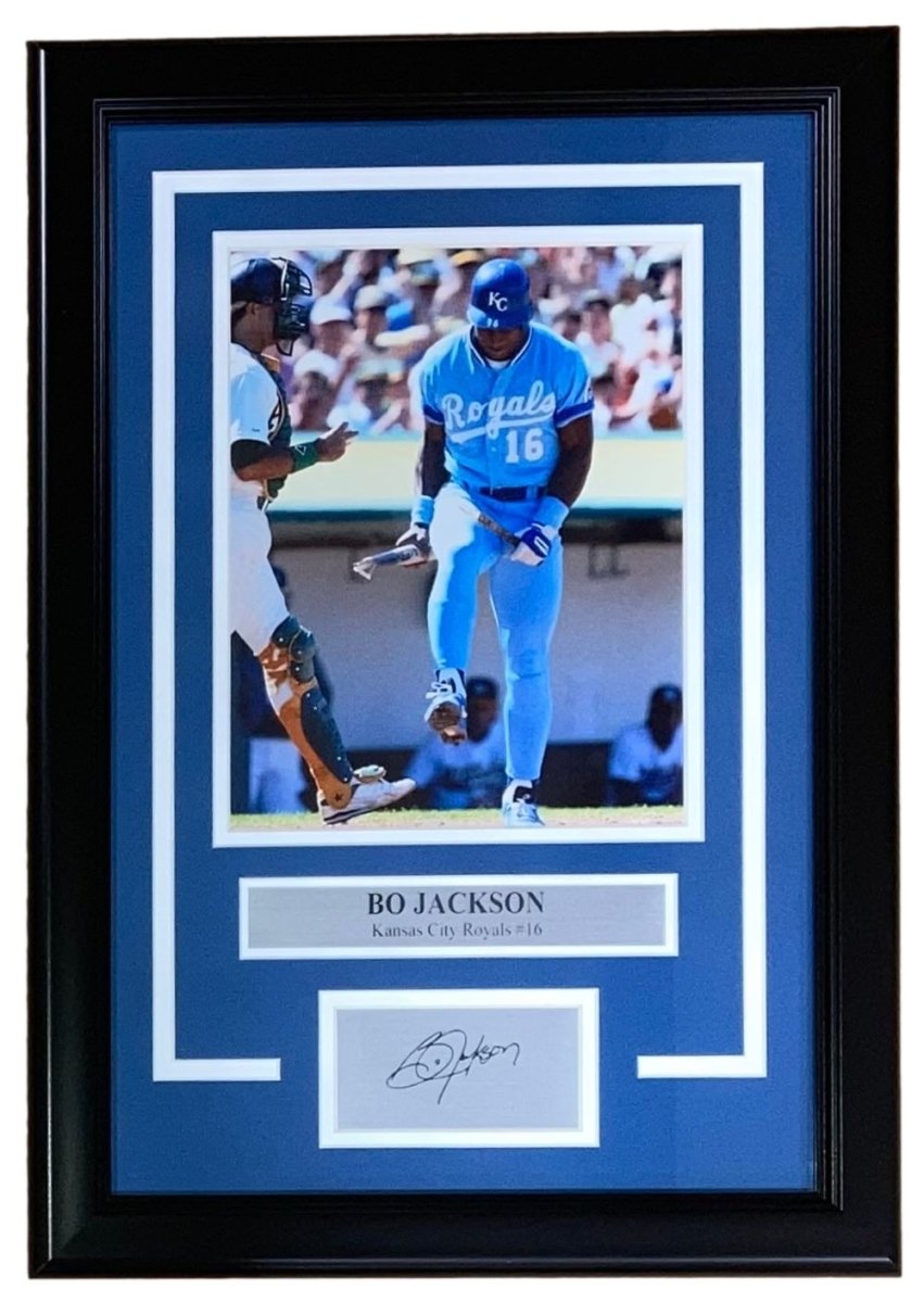 Bo Jackson Autographed Kansas City Royals 8x10 Photo - Framed Memorabilia with Laser Engraved Signature - Perfect for Sports Fans, Man Cave Decor & Baseball Collectors